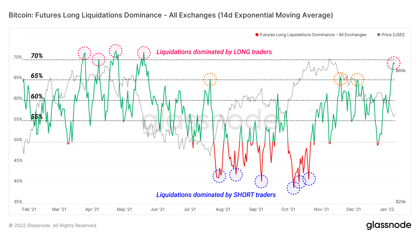 شاخص long liquidation dominance