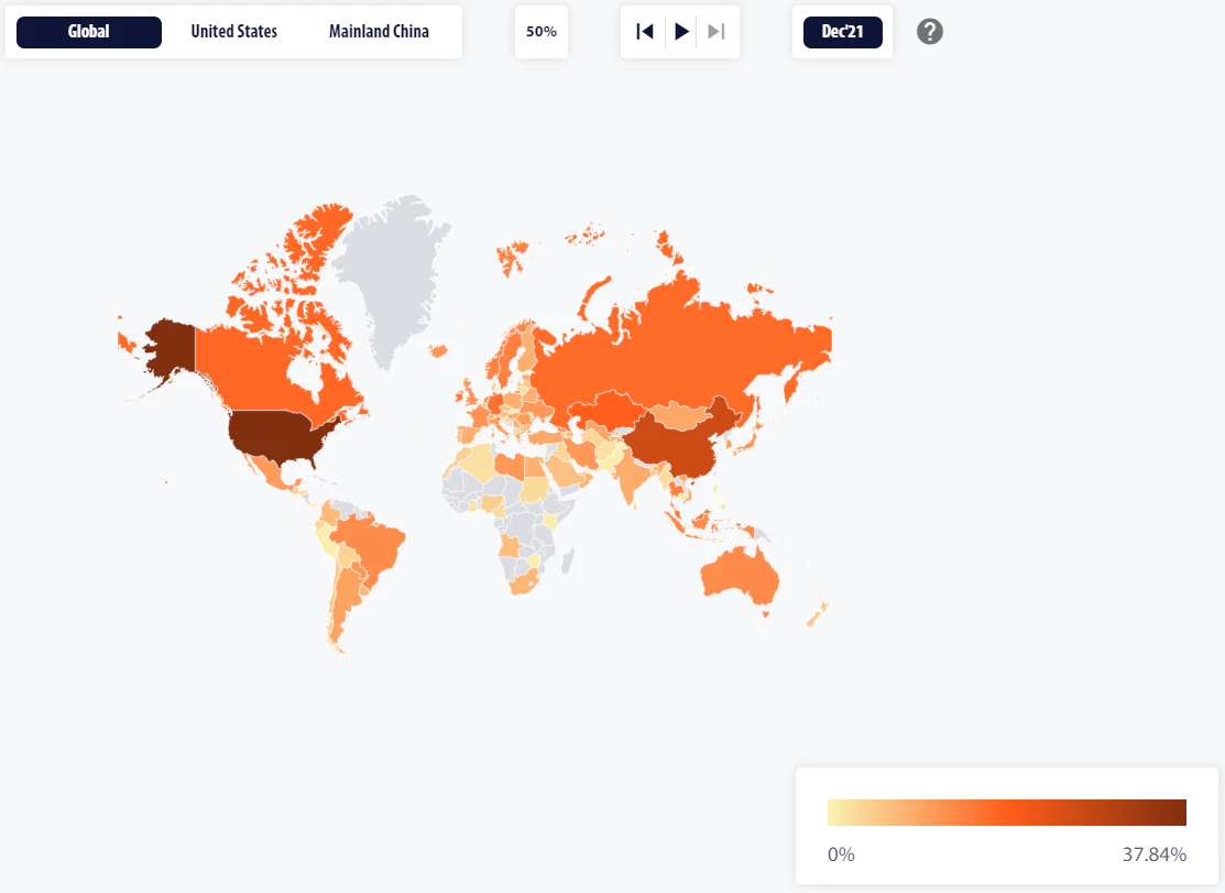 نقشه پراکندگی ماینرهای بیت کوین